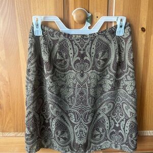 Elegant Paisley Skirt - Brown and Green